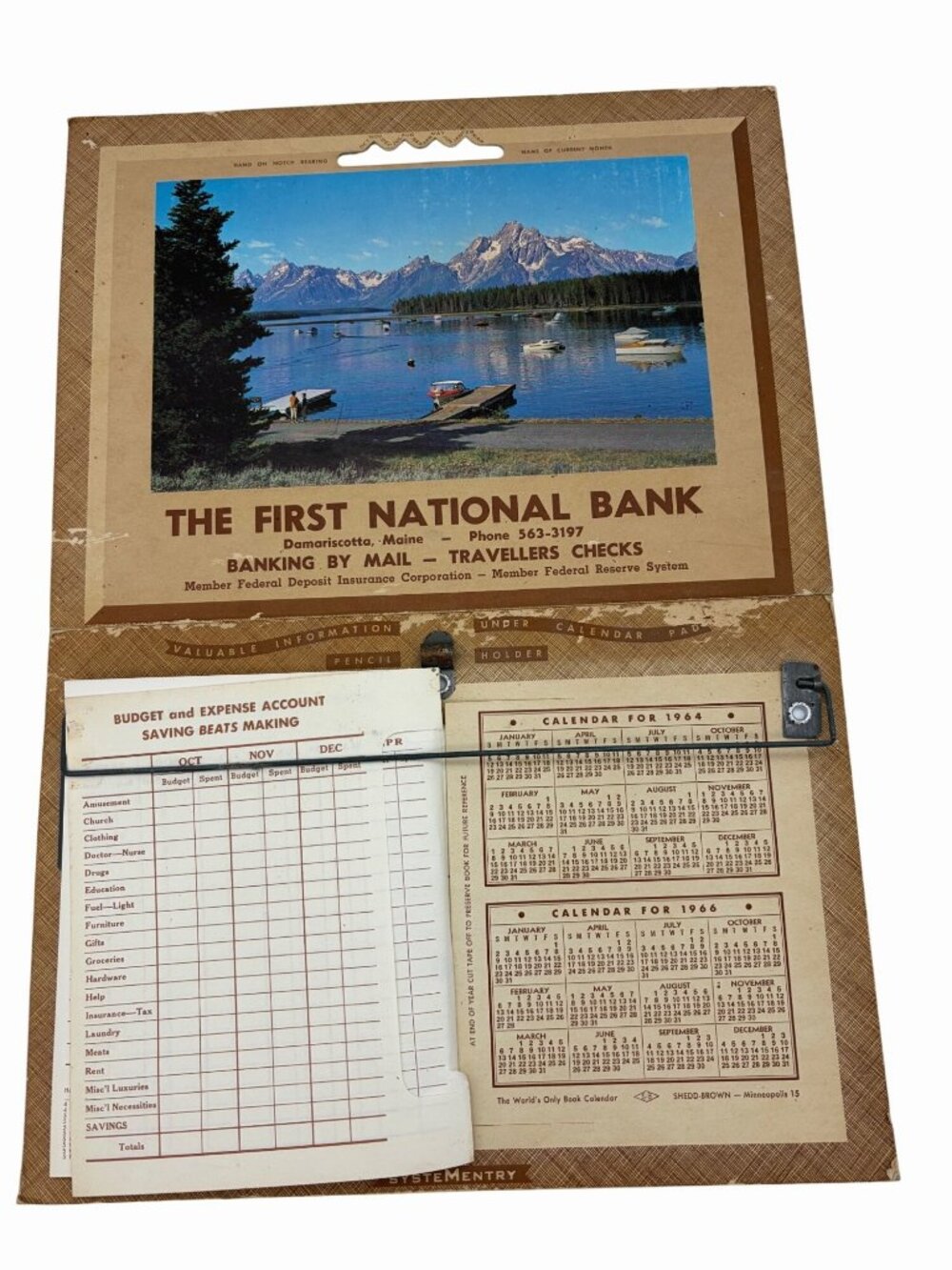 1965 First National Bank Damariscotta Maine Advertising Wall Calendar USA Vintag - Picture 7 of 8